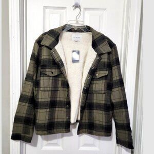 Lucky Brand Sherpa Lined Flannel Plaid Shacket Shirt Jacket